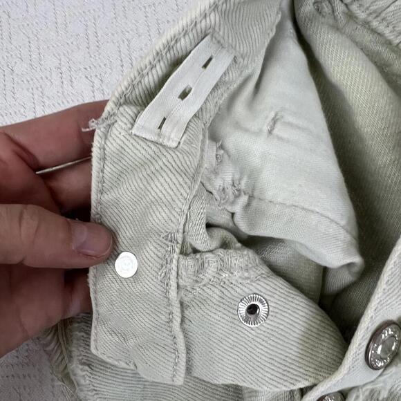 Zara Girls 7 Pale Green Wash Distressed Snap Denim High Rise Shorts 1879/603 - Picture 3 of 11